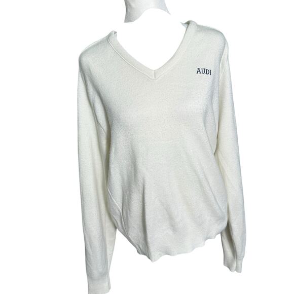 Vintage Elite of California Audi Knit Sweater White Retro Unisex Medium Preppy - Picture 8 of 13